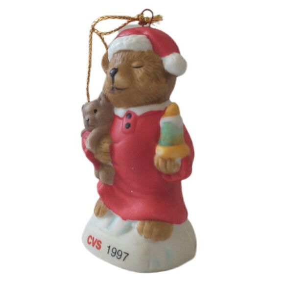 Vintage CVS Traditions Ceramic Ornament Teddy Bear Christmas 1997 Xmas Holiday - Picture 10 of 12